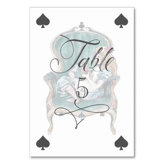 Alice im Wunderland im Sitzplatz auf der Spielkart Tischnummer (Vorderseite)