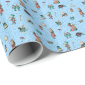 Alice im Wunderland in Korallen/Türkis und Glitzer Geschenkpapier (Rolleneckpunkt)