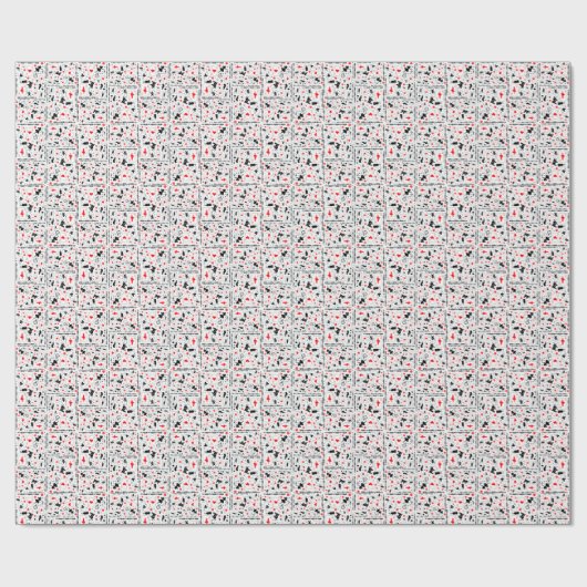 Alice im Wunderland in Schwarz-weißem Rot auf Weiß Geschenkpapier (Flach)