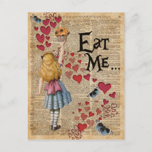 Alice im Wunderland Iss-Mich-Muffin Postkarte