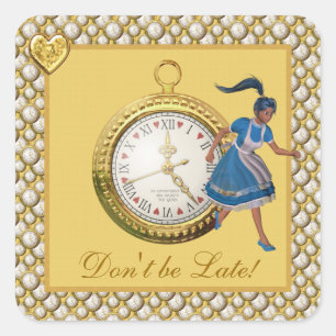 Alice im Wunderland ist nicht zu spät Quadratischer Aufkleber