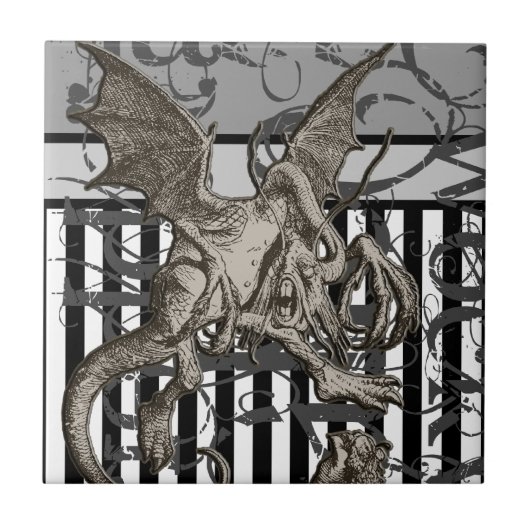 Alice im Wunderland Jabberwocky Grunge Fliese (Vorderseite)