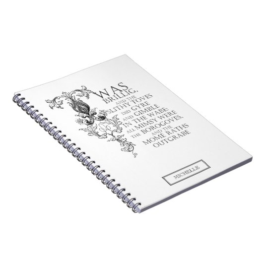 Alice im Wunderland Jabberwocky Poem Notebook Notizblock (Rechte Seite)