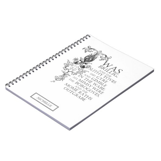 Alice im Wunderland Jabberwocky Poem Notebook Notizblock (Linke Seite)