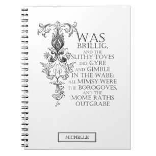 Alice im Wunderland Jabberwocky Poem Notebook Notizblock