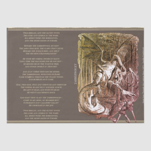Alice im Wunderland Jabberwocky Song Seidenpapier (Vorderseite)