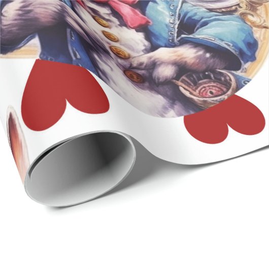 Alice im Wunderland Kaninchen und Herz Geschenkpapier (Rolleneckpunkt)