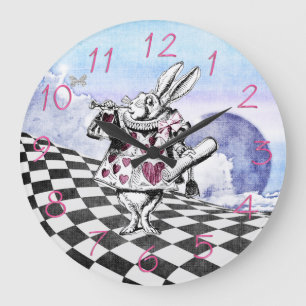 Alice im Wunderland-Kaninchen-Verkünder Große Wanduhr