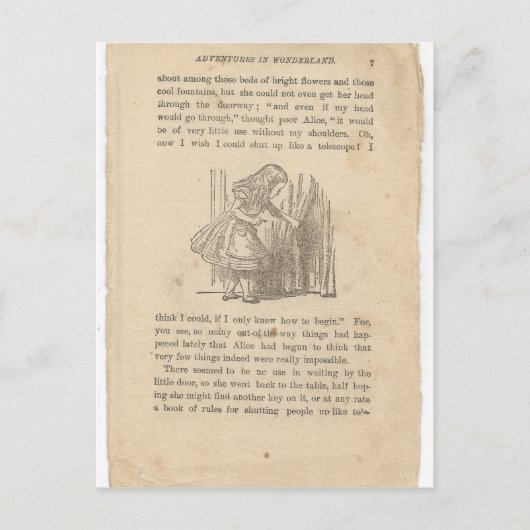 Alice im Wunderland, Kapitel 1, Kaninchen hinunter Postkarte (Vorderseite)