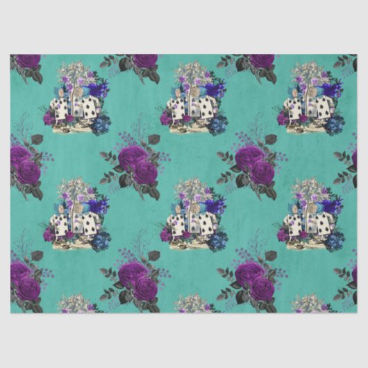 Alice im Wunderland Karten und Rose Entwürfe Seidenpapier (Vorderseite)