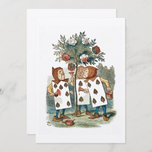 Alice im Wunderland Kartenbauer Einladung (Vorne/Hinten)