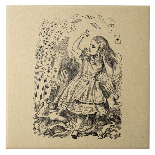 Alice im Wunderland Kartenspielen Kunst Fliese (Vorderseite)