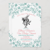 Alice im Wunderland Kinderdusche Einladung (Vorne/Hinten)