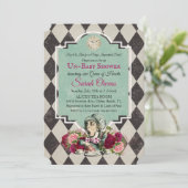 Alice im Wunderland Kinderdusche Einladung (Stehend Vorderseite)