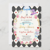 Alice im Wunderland Kinderdusche Einladung (Vorderseite)