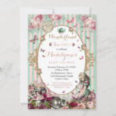 Alice im Wunderland Kinderdusche Einladung Vintag (Vorderseite)