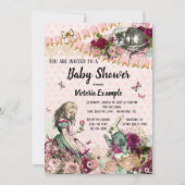 Alice im Wunderland Kinderdusche Einladungen (Vorderseite)