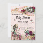 Alice im Wunderland Kinderdusche Einladungen (Vorderseite)