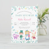 Alice im Wunderland Kinderdusche Einladungen | Ros (Stehend Vorderseite)