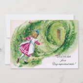 Alice im Wunderland Kinderdusche nicht zu spät Einladung (Vorderseite)