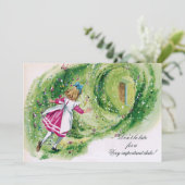 Alice im Wunderland Kinderdusche nicht zu spät Einladung (Stehend Vorderseite)