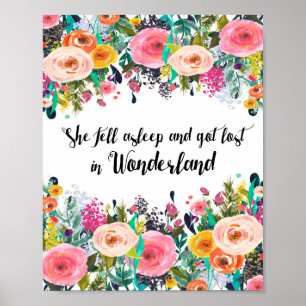 Alice im Wunderland, Kinderzimmer-Zitat-Druck, Pos Poster