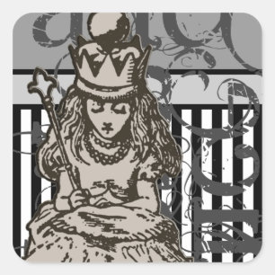 Alice im Wunderland Königin Alice Grunge Quadratischer Aufkleber