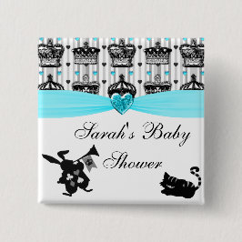 Alice im Wunderland-königliche Kronen-Baby-Dusche Button