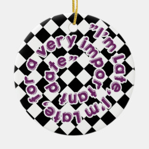 Alice im Wunderland-Kreisverzierung - Kaninchen Keramik Ornament