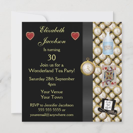 Alice im Wunderland-lädt wütendes Einladung (Rückseite)