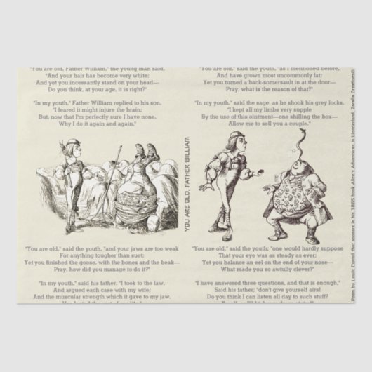 Alice im Wunderland Lewis Carroll Geem Vater Will Seidenpapier (Vorderseite)