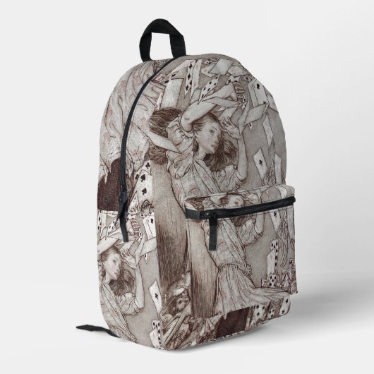 Alice im Wunderland Lewis Carroll Rackham Bedruckter Rucksack (Rückseitige Ecke links)
