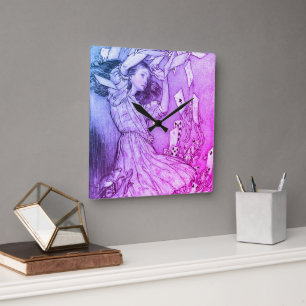 Alice im Wunderland Lewis Carroll Rackham Quadratische Wanduhr