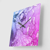 Alice im Wunderland Lewis Carroll Rackham Quadratische Wanduhr (Winkel)
