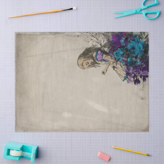 Alice im Wunderland Lila Blumendekoupage Seidenpapier (Basteln)