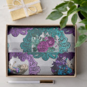 Alice im Wunderland Lila Grüne Rahmen Dekoute Seidenpapier (Geschenk)