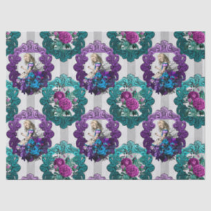 Alice im Wunderland Lila Grüne Rahmen Dekoute Seidenpapier