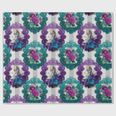 Alice im Wunderland Lila Grüne Rahmen Geschenkpapier (Flach)