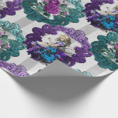 Alice im Wunderland Lila Grüne Rahmen Geschenkpapier (Ecke)