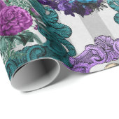 Alice im Wunderland Lila Grüne Rahmen Geschenkpapier (Rolleneckpunkt)