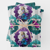 Alice im Wunderland Lila Grüne Rahmen Geschenkpapier Set (Beispiel)