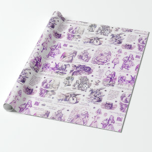 Alice im Wunderland Lila Toile Quotes Geschenkpapier