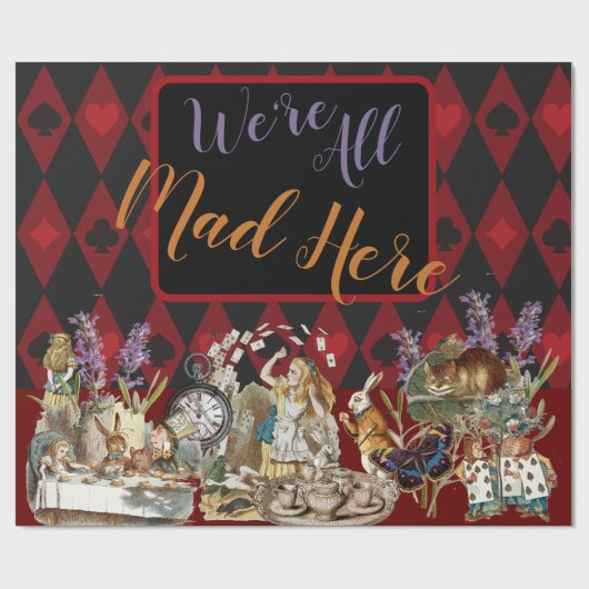 Alice im Wunderland Mad Cheshire Cat Geschenkpapier (Flach)