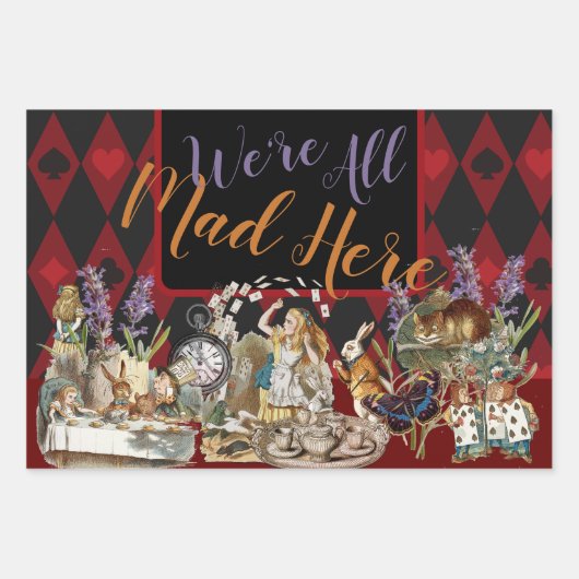 Alice im Wunderland Mad Cheshire Cat Geschenkpapier Set (Vorderseite)