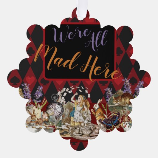 Alice im Wunderland Mad Cheshire Cat Ornament Karte (Vorderseite)