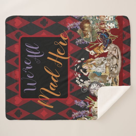 Alice im Wunderland Mad Cheshire Cat Sherpadecke (Vorderseite (Horizontal))