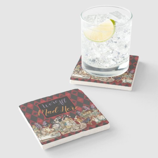 Alice im Wunderland Mad Cheshire Cat Steinuntersetzer (Seitenansicht)