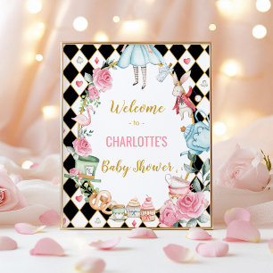 Alice im Wunderland Mad Hatter Baby Dusche Willkom Poster
