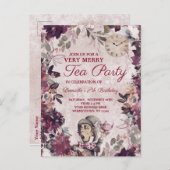 Alice im Wunderland Mad Hatter Birthday Tee Party Einladungspostkarte (Vorne/Hinten)