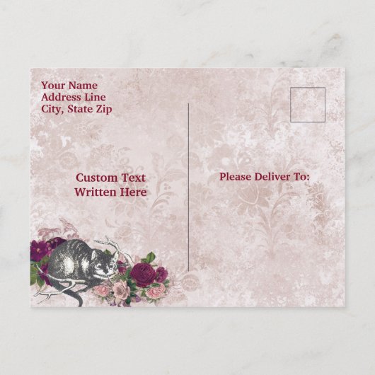 Alice im Wunderland Mad Hatter Birthday Tee Party Einladungspostkarte (Rückseite)